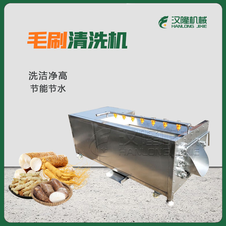 廠家直銷MSJ係（xì）列毛刷滾動深度清洗節水（shuǐ）幹淨（jìng）去泥土水果蔬菜中（zhōng）草藥材清（qīng）洗機